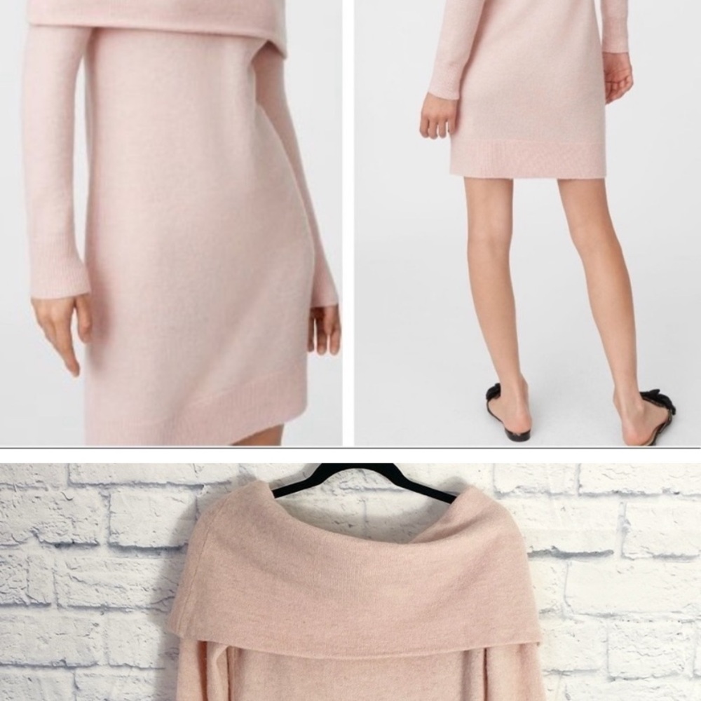 Pink Off-the-Shoulder Sweater with Cowl Neck
